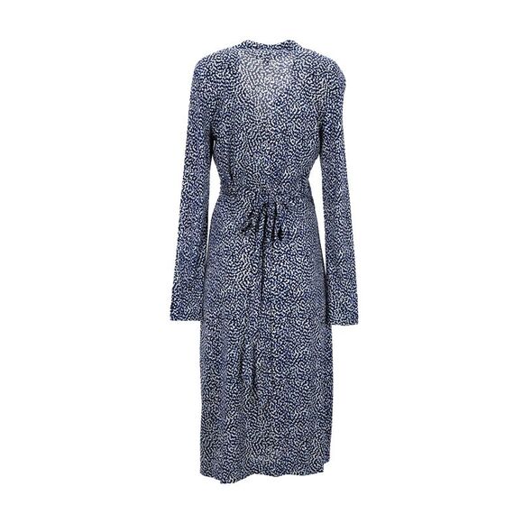 Diane Von Furstenberg Cybil Peacock Print Wrap Dress in Blue Silk